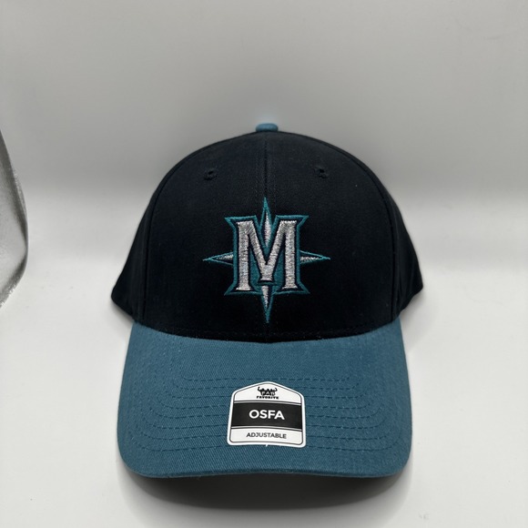 Fan Favorite Seattle Mariners Embroidered M Star Logo Black Teal OSFA NWT - Picture 1 of 8